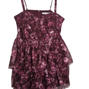 Altar'd State XL  Burgundy Floral Spaghetti Strap Formal Dress Corset Bodice